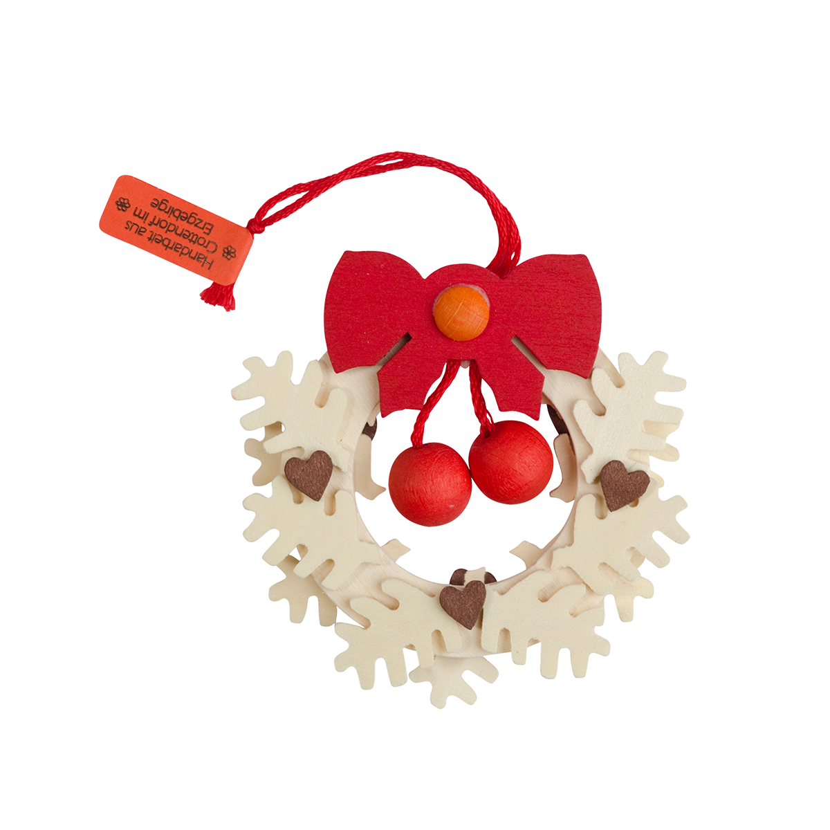 Textured Wreath with Hearts - Christmas tree decoration